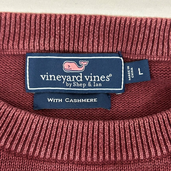 Vineyard Vines Red Cashmere Wool Blend Men’s Sweater Round Neck - Picture 4 of 6